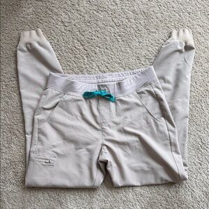 Figs Beige Joggers with Teal Drawstring